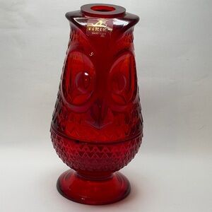 Viking Glass Red Owl fairy lamp GLOWS